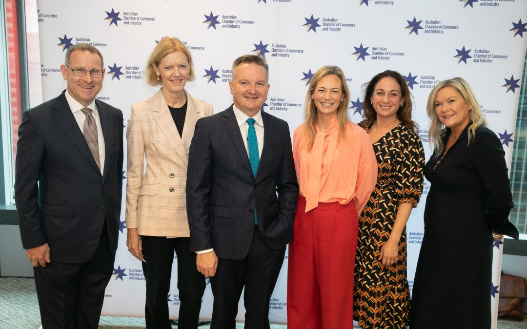 Morning Tea with the Hon. Chris Bowen, Shadow Minister for Climate Change and Energy, Pip Marlow, CEO, Salesforce, Fahmi Hosain, Special Advisor, Future Super and Misha Schubert, CEO, Science and Technology Australia